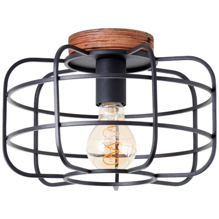 Træ loftlampe sort, Taede