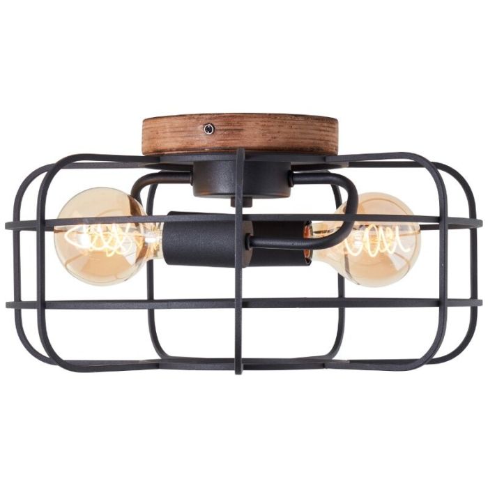 Træ loftlampe sort, Taede