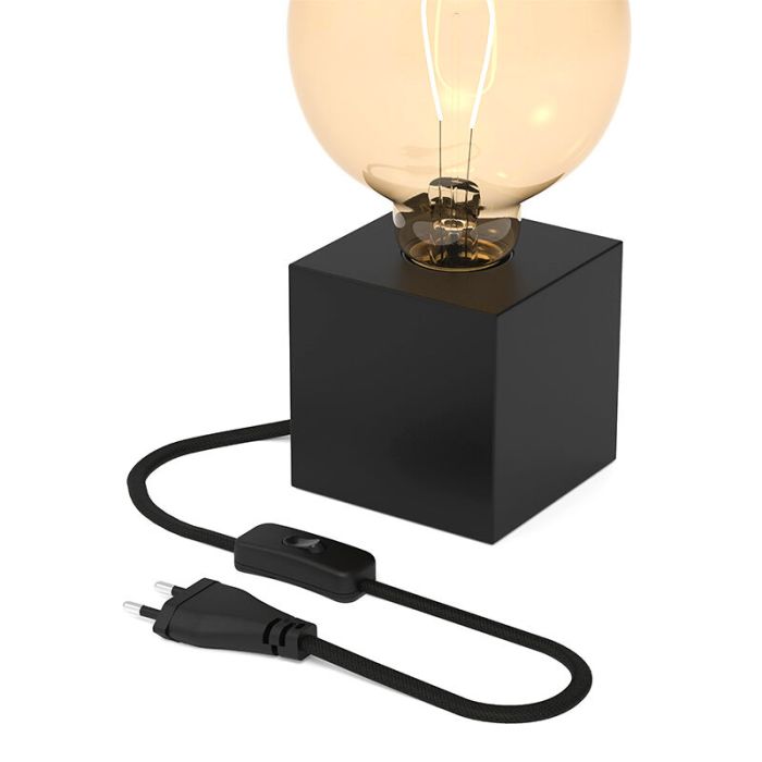 Sort bordlampe uden skærm modern, Loana, med brytare