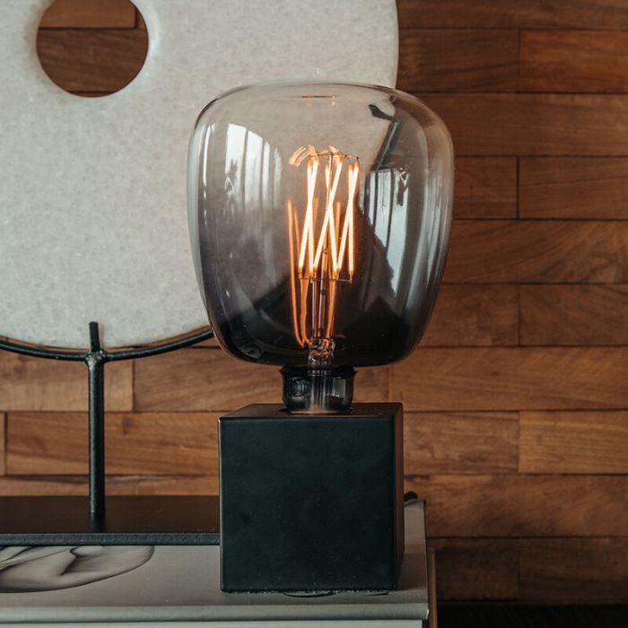 Sort bordlampe uden skærm modern, Loana, med brytare