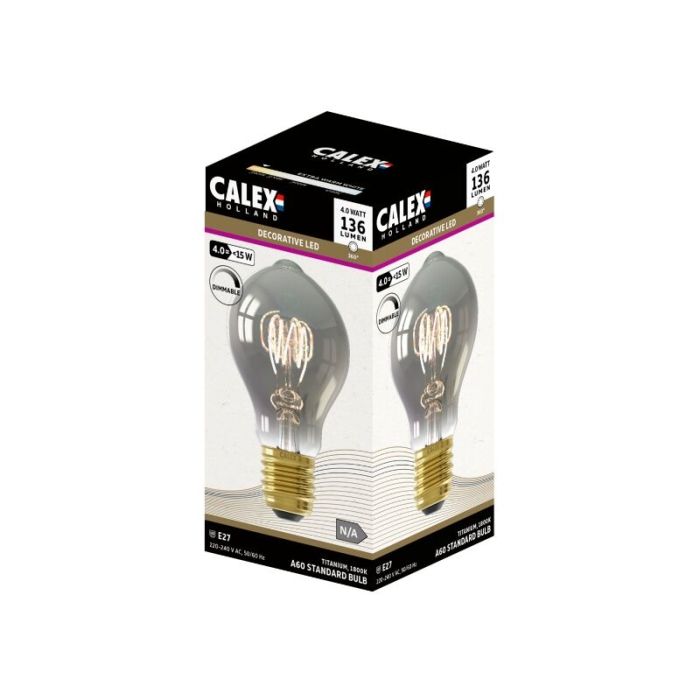 Dimmbare Calex E27 filament pære grå, 4W, 1800K