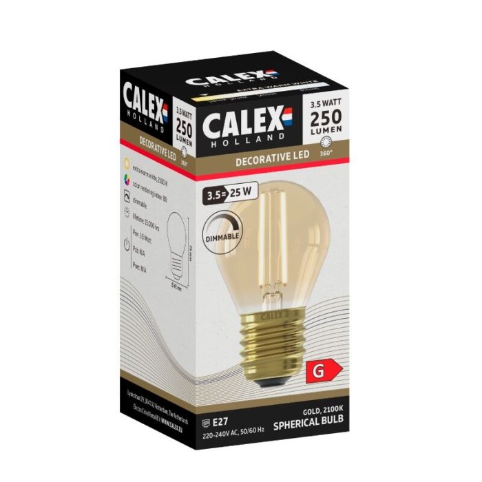 Dimmbare Calex E27 filament pære rav, 3,5W, 2100K