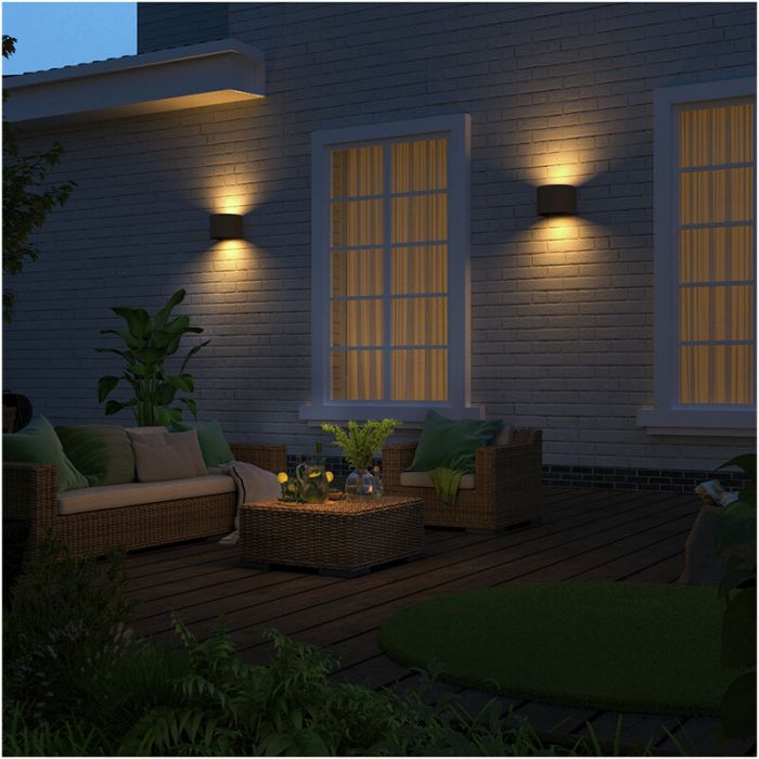 Rustfarvet up down væglampe aluminium, Dion, 7W, 3000K LED, IP54