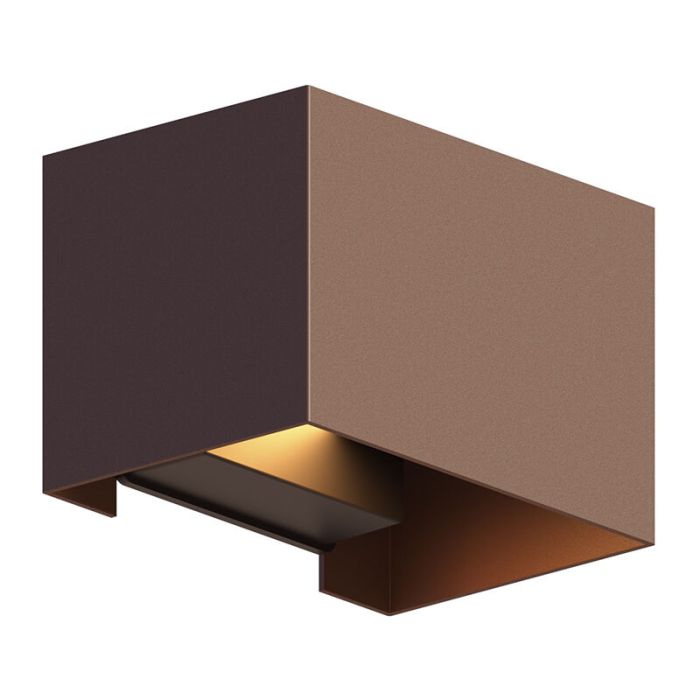 Rustfarvet up down væglampe aluminium, Dion, 7W, 3000K LED, IP54