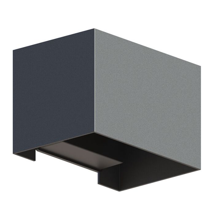 Antracit up down væglampe aluminium, Dion, 7W, 3000K LED, IP54
