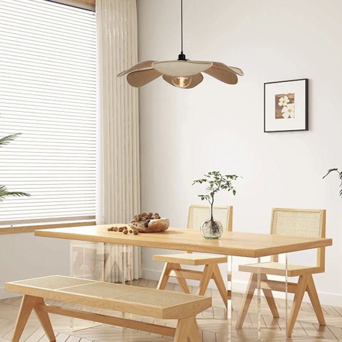 Rustik pendler lampe beige, Vere