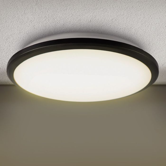 Sort modern plafond plast, Joachim, 24W, 3000K LED