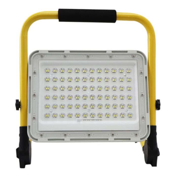 Gul genopladeligt arbejdslygte aluminium, Hilmi, 100W, 6500K LED, IP44, med brytare