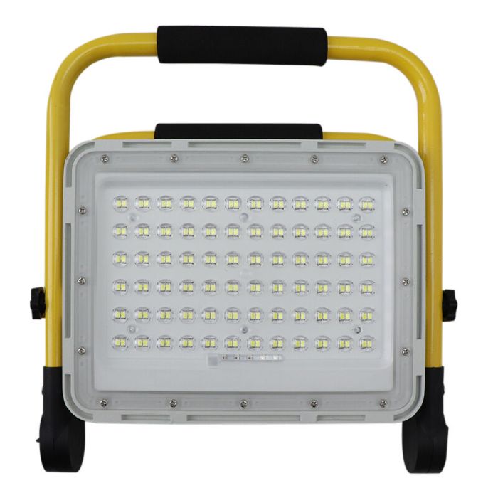 Gul genopladeligt arbejdslygte aluminium, Hilmi, 100W, 6500K LED, IP44, med brytare