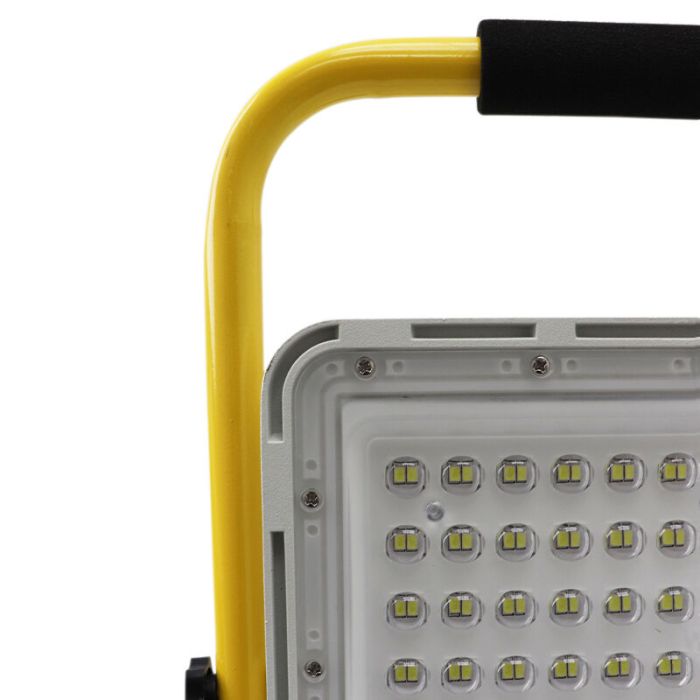 Gul genopladeligt arbejdslygte aluminium, Hilmi, 100W, 6500K LED, IP44, med brytare