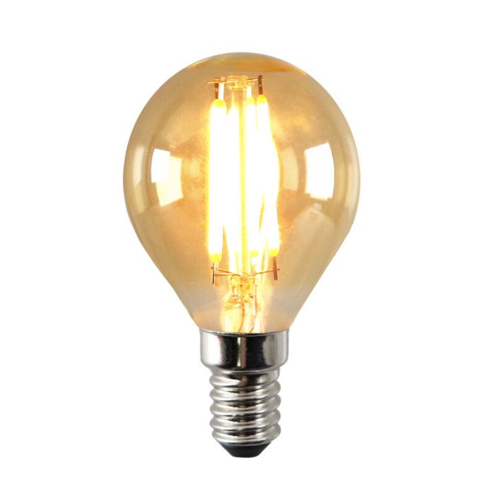 Dæmpbar Olucia E14 LED pære, P45, 3w, Amber glas, 2200k