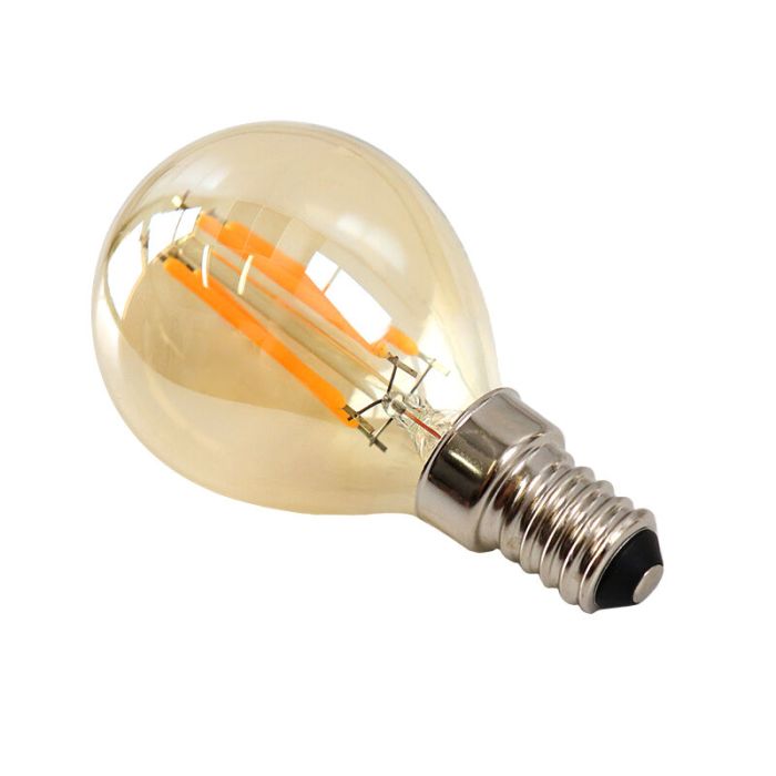 Dæmpbar Olucia E14 LED pære, P45, 3w, Amber glas, 2200k