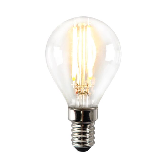 Dæmpbar Olucia E14 LED pære, P45, 3w, gennemsigtigt glas, 2700k