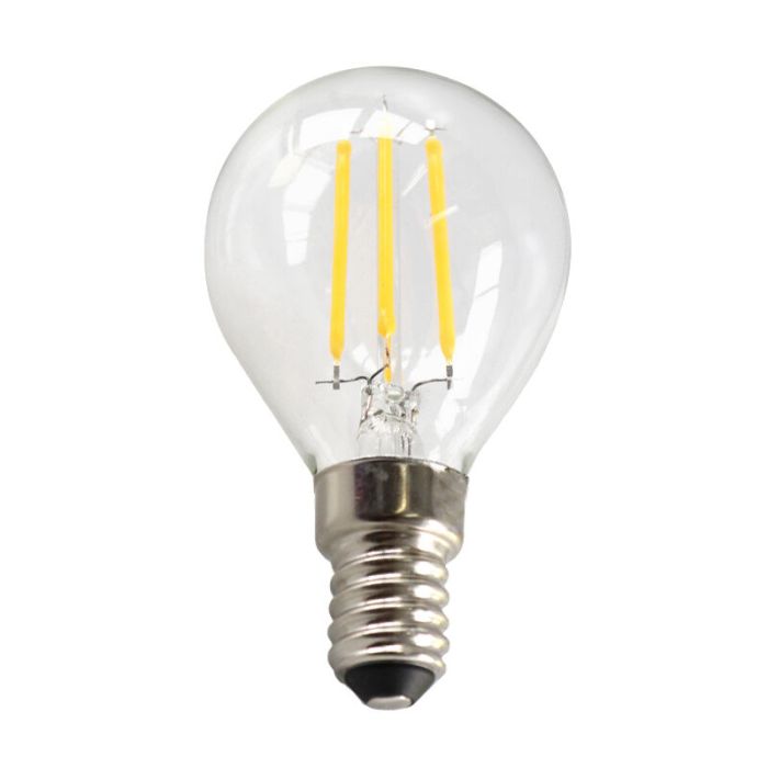 Dæmpbar Olucia E14 LED pære, P45, 3w, gennemsigtigt glas, 2700k