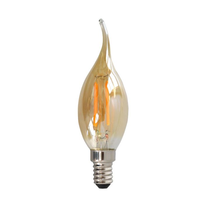 Dæmpbar Olucia E14 LED-spidslys, 3w, ravfarvet glas, 2200k