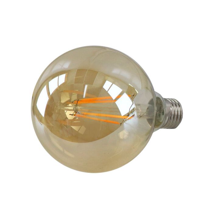 Dæmpbar Olucia E27 LED pære, G95, 6W, Amber glas, 2200k