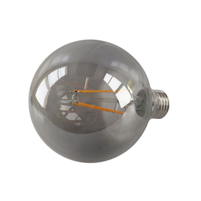 Dæmpbar Olucia E27 LED pære, G95, 5w, Røgglas, 2200k