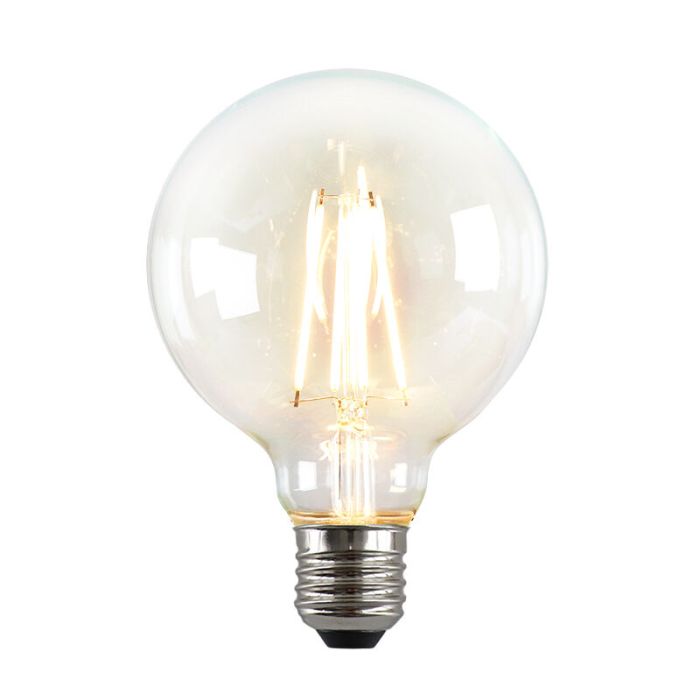Dæmpbar Olucia E27 LED pære, G95, 5w, gennemsigtigt glas, 2700k