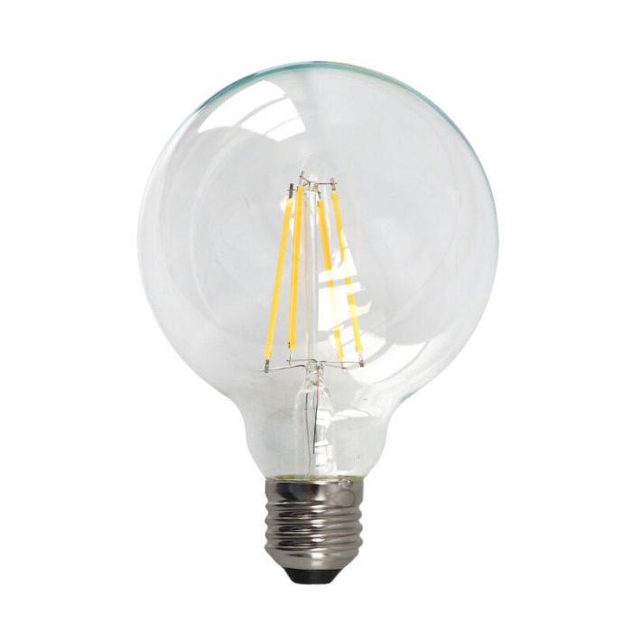 Dæmpbar Olucia E27 LED pære, G95, 5w, gennemsigtigt glas, 2700k