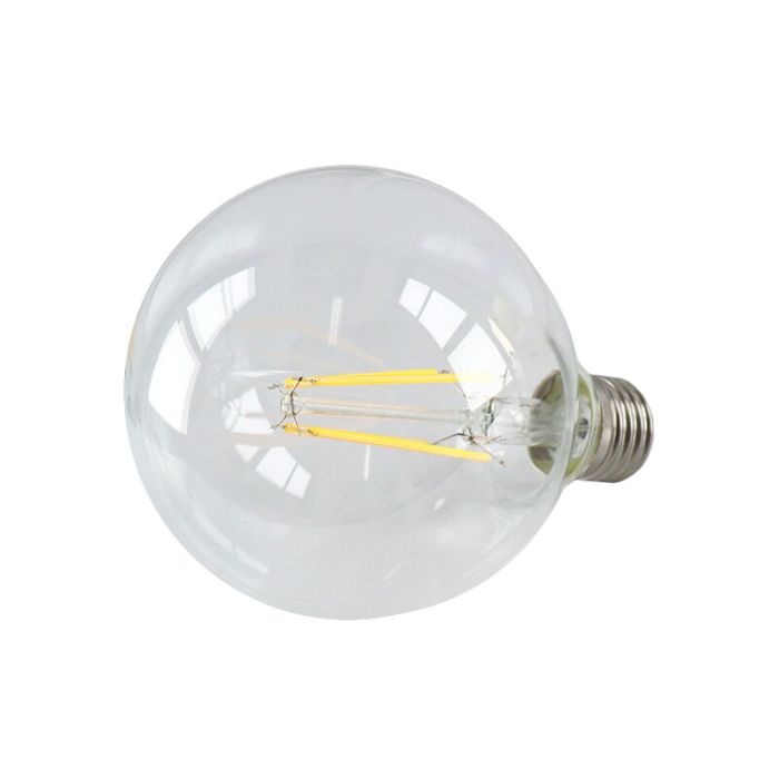 Dæmpbar Olucia E27 LED pære, G95, 5w, gennemsigtigt glas, 2700k
