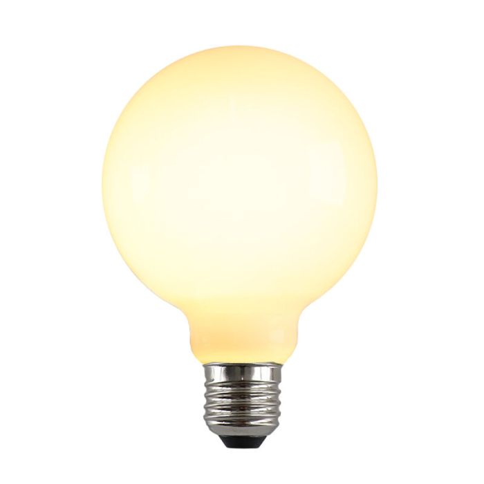 Dæmpbar Olucia E27 LED pære, G95, 5w, Hvidt glas, 2700k