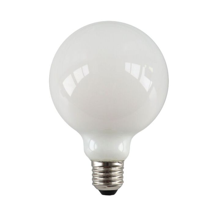 Dæmpbar Olucia E27 LED pære, G95, 5w, Hvidt glas, 2700k