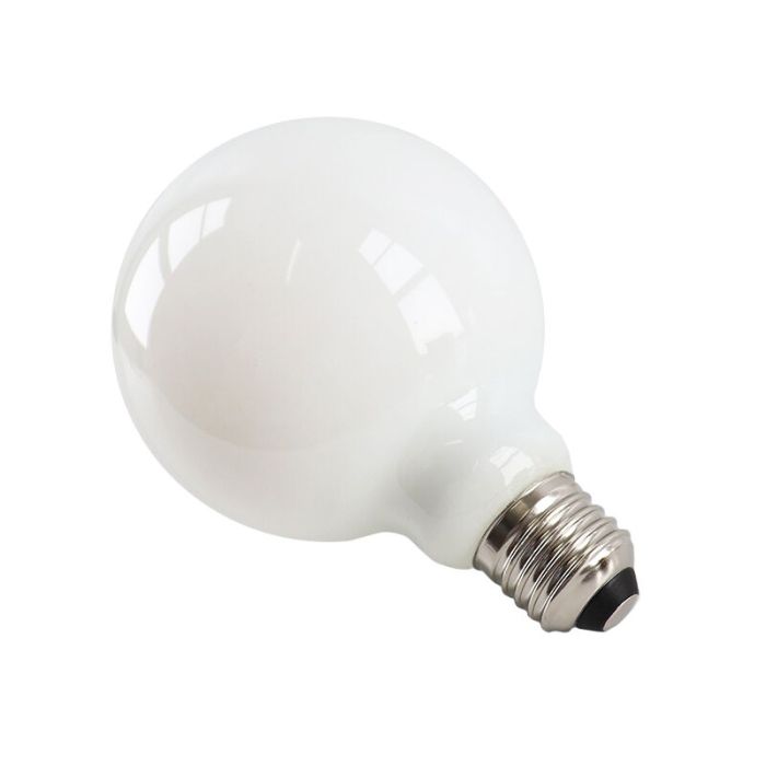 Dæmpbar Olucia E27 LED pære, G95, 5w, Hvidt glas, 2700k