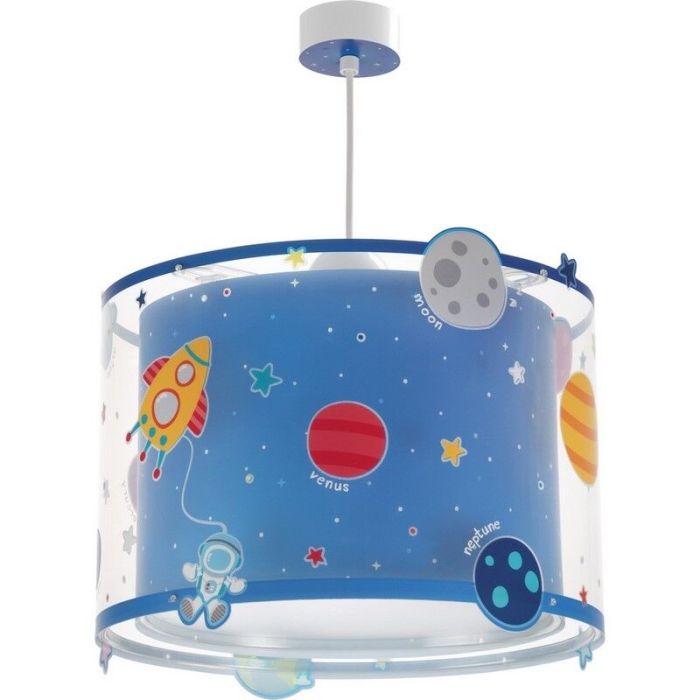 Blå pendel til børneværelset plast, Planets