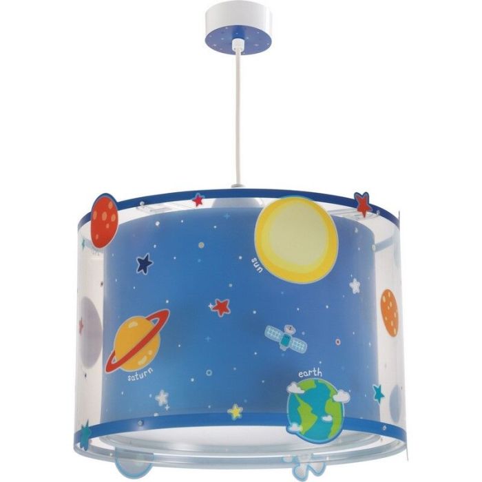 Blå pendel til børneværelset plast, Planets