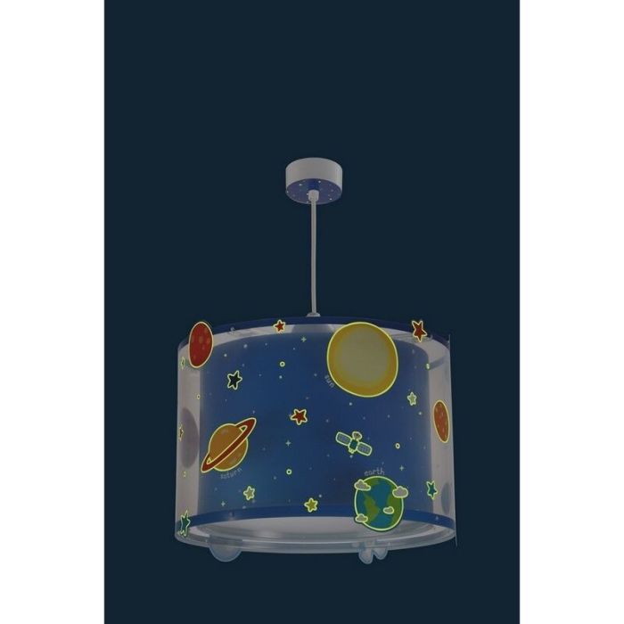 Blå pendel til børneværelset plast, Planets