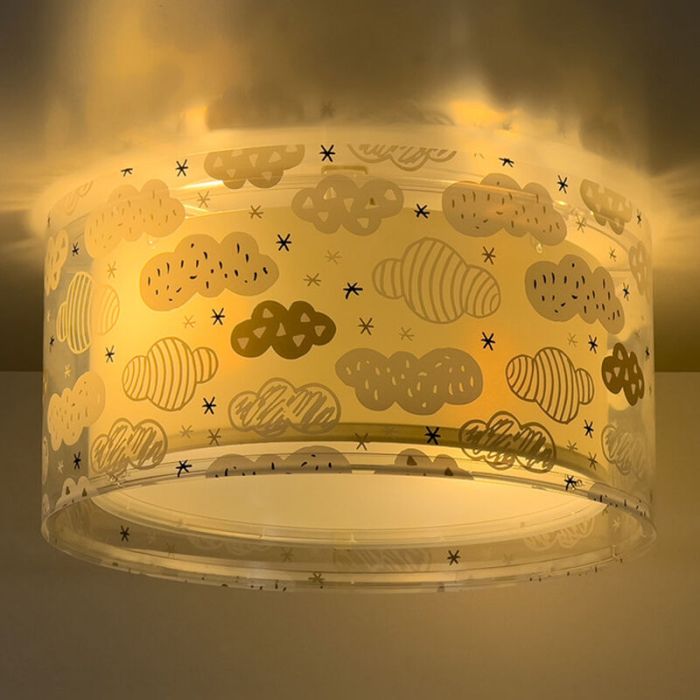 Grå loftlampe til børneværelse plast, Clouds