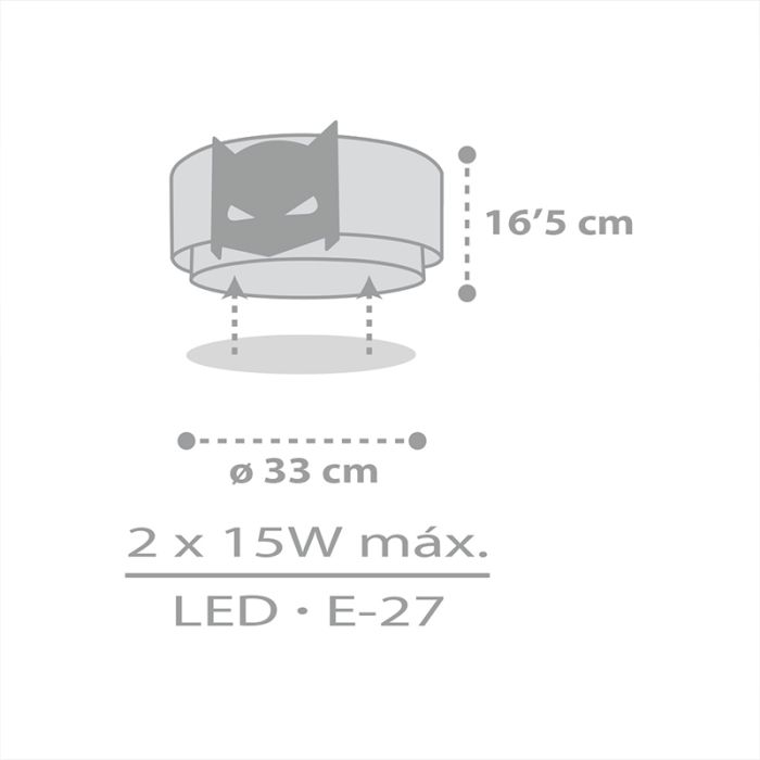 Sort loftlampe til børneværelse plast, Hero