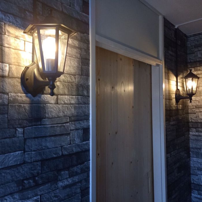 Sort klassisk udendørslampe aluminium, Alieke, IP44