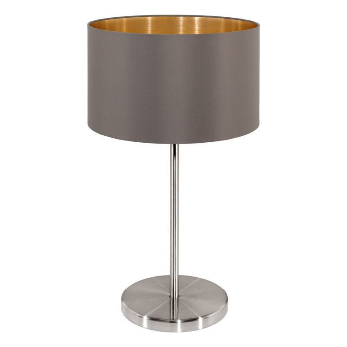 Brun modern bordlampe stof, Terme, med brytare