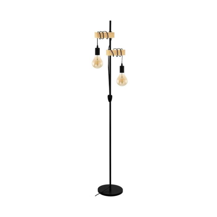Træ gulv lampe brun, Anton, med brytare