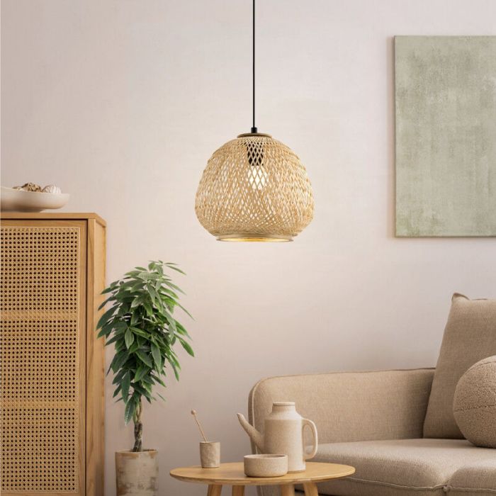 Rustik pendler lampe træ, Nicole