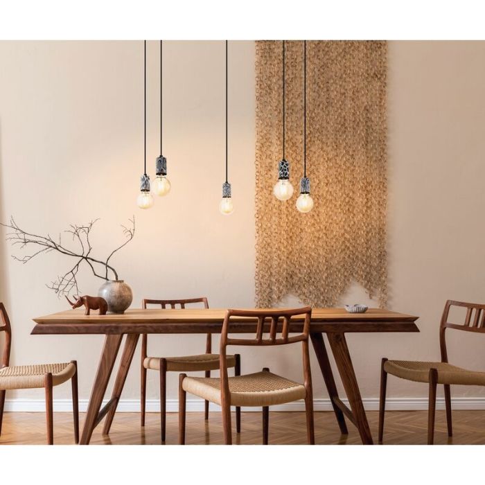 Sort pendler lampe stål, Nickolai