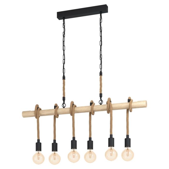 Træ pendler lampe brun, Zerina