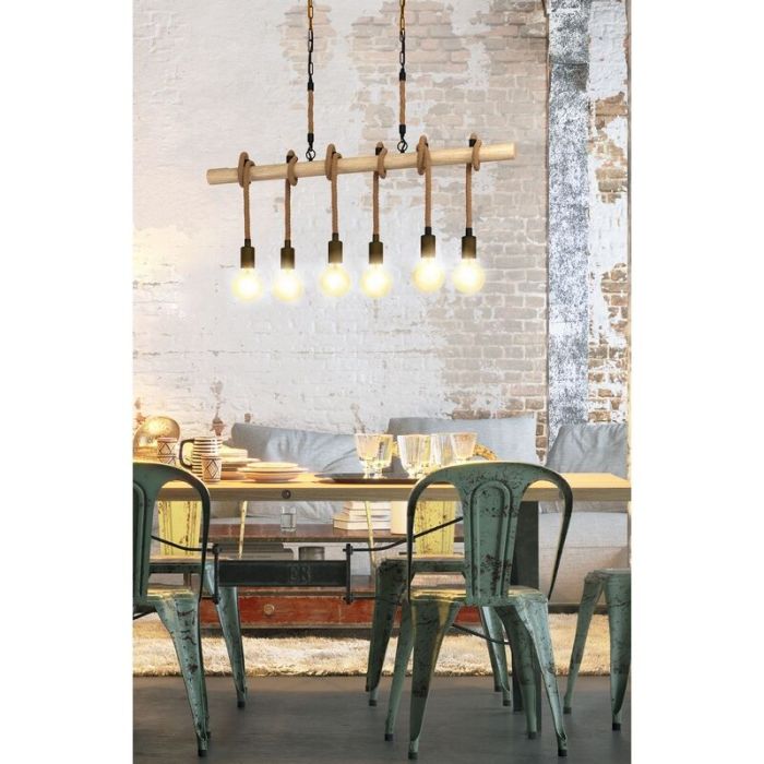 Træ pendler lampe brun, Zerina