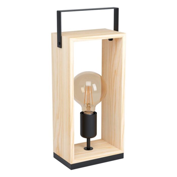 Træ bordlampe sort, Olaf, med brytare
