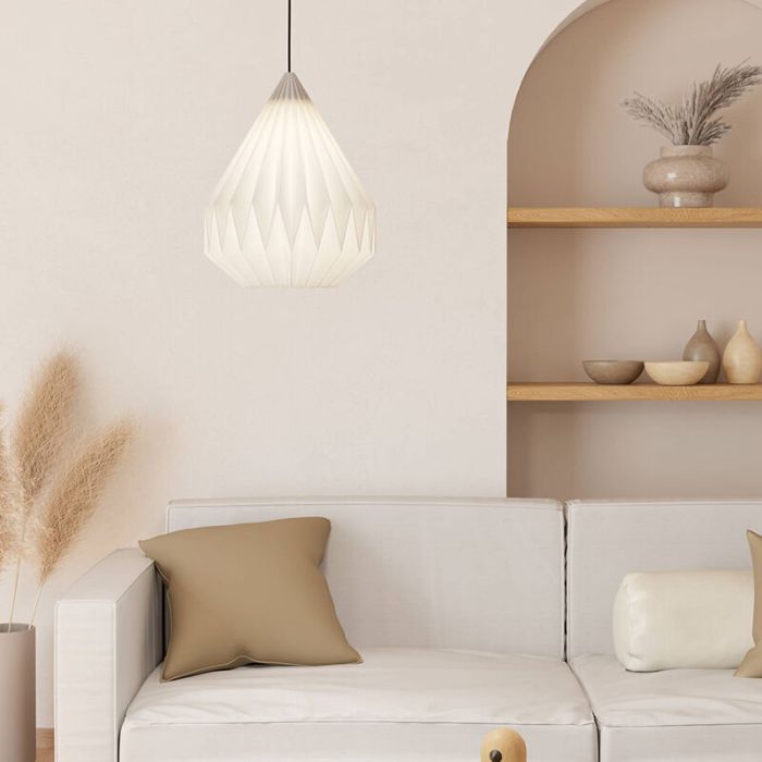 Papir pendler lampe hvid, Leco