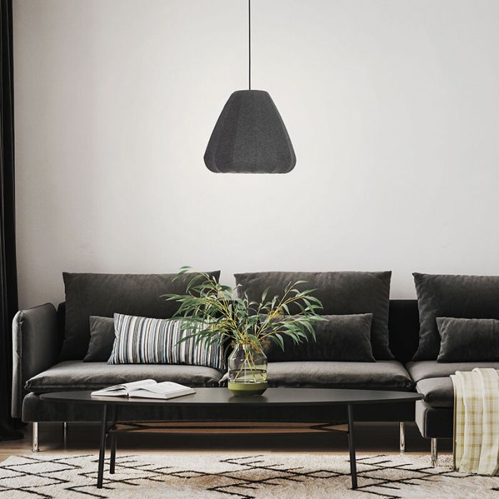 Grå pendler lampe stof, Benji