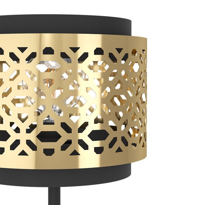 Messing retro bordlampe stål, Quincy, med brytare