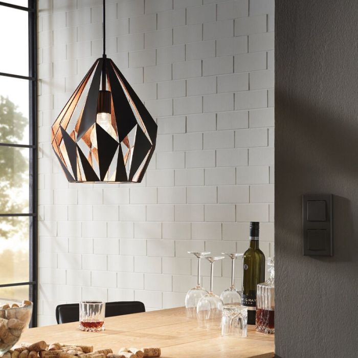 Sort design pendler lampe metal, Acri