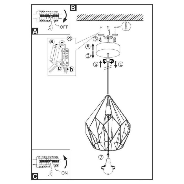 Sort design pendler lampe metal, Acri
