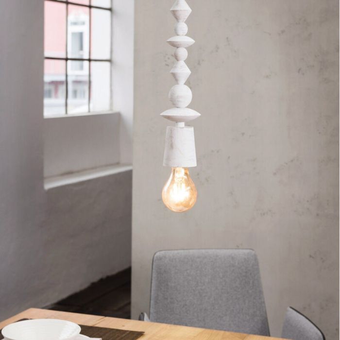 Træ pendler lampe hvid, Abel