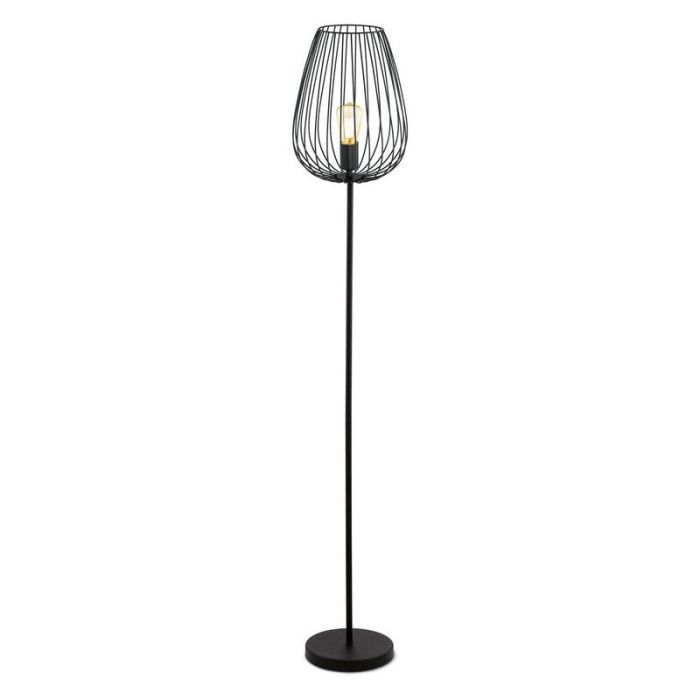 Sort modern gulv lampe metal, Kitana, med brytare