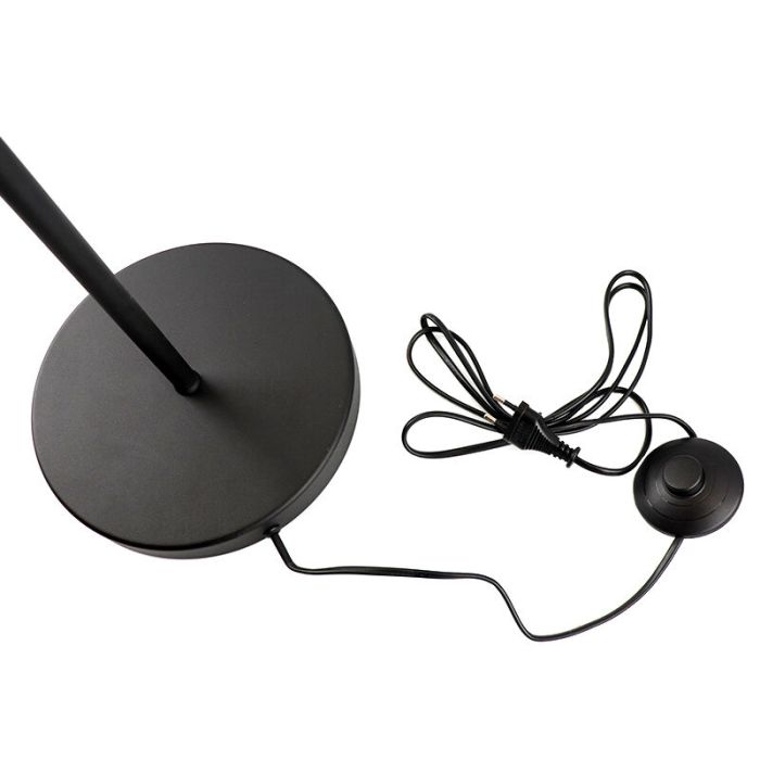 Sort modern gulv lampe metal, Kitana, med brytare