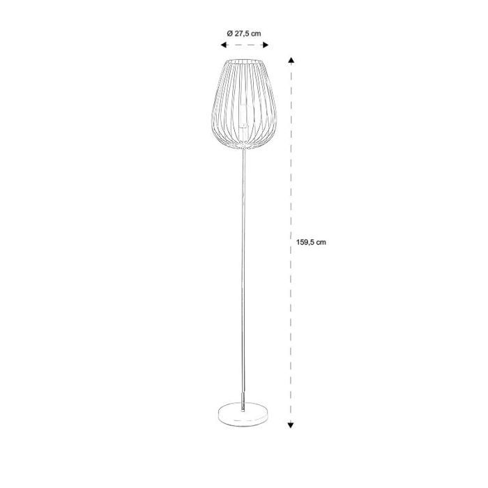 Sort modern gulv lampe metal, Kitana, med brytare