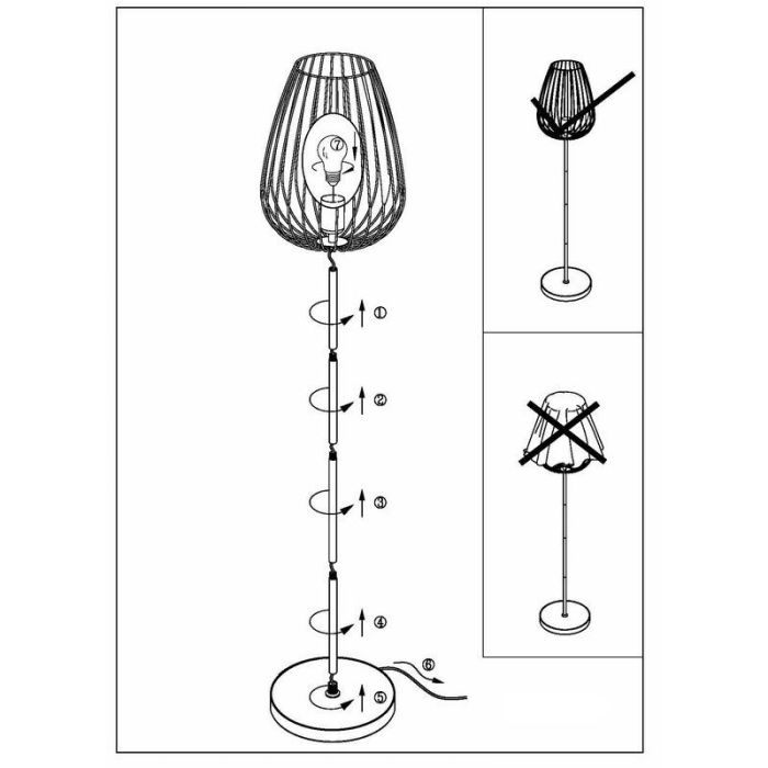 Sort modern gulv lampe metal, Kitana, med brytare
